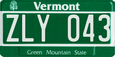 VT license plate ZLY043