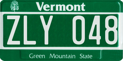 VT license plate ZLY048