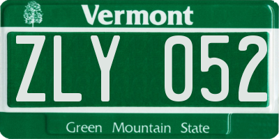 VT license plate ZLY052