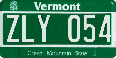 VT license plate ZLY054
