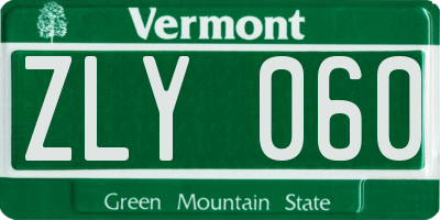 VT license plate ZLY060