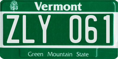 VT license plate ZLY061