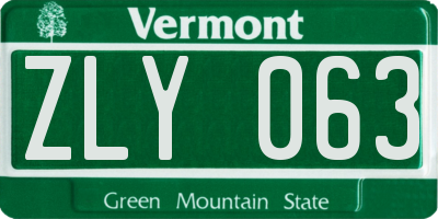 VT license plate ZLY063