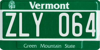 VT license plate ZLY064