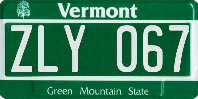 VT license plate ZLY067