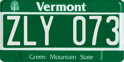 VT license plate ZLY073