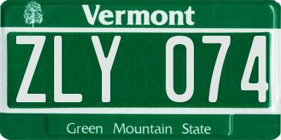 VT license plate ZLY074