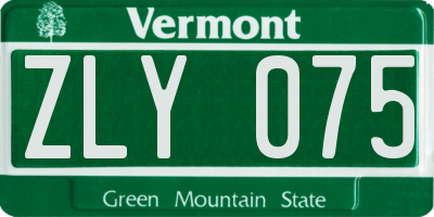 VT license plate ZLY075