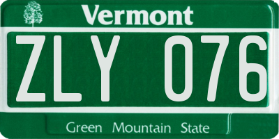VT license plate ZLY076