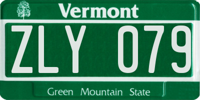 VT license plate ZLY079