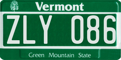 VT license plate ZLY086
