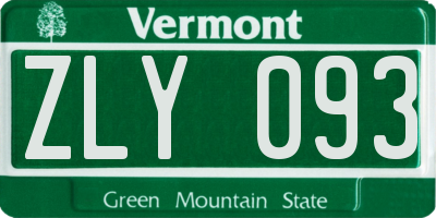 VT license plate ZLY093