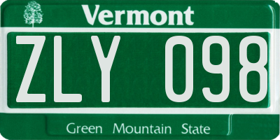 VT license plate ZLY098