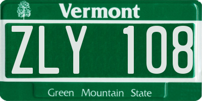 VT license plate ZLY108