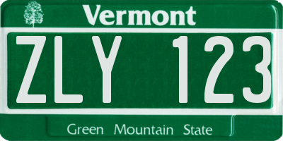VT license plate ZLY123