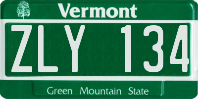 VT license plate ZLY134