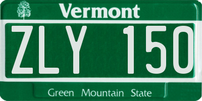 VT license plate ZLY150