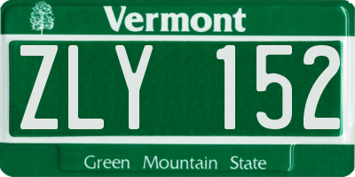 VT license plate ZLY152