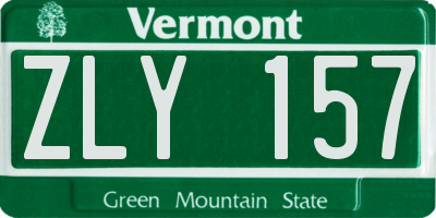 VT license plate ZLY157