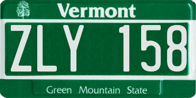 VT license plate ZLY158