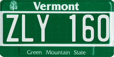 VT license plate ZLY160