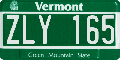 VT license plate ZLY165