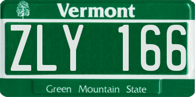 VT license plate ZLY166