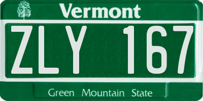 VT license plate ZLY167