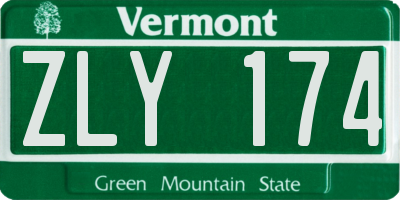 VT license plate ZLY174