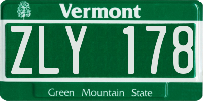 VT license plate ZLY178