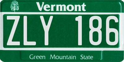 VT license plate ZLY186