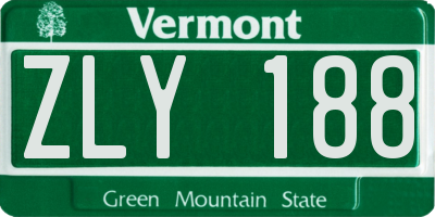 VT license plate ZLY188