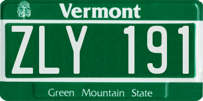 VT license plate ZLY191