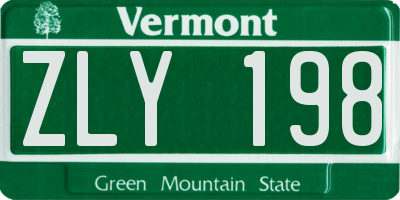 VT license plate ZLY198