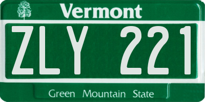 VT license plate ZLY221