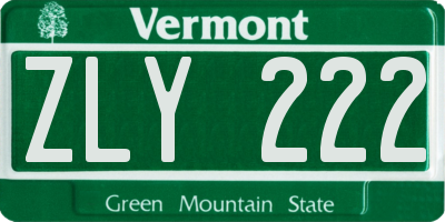 VT license plate ZLY222