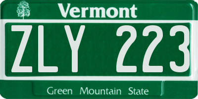 VT license plate ZLY223