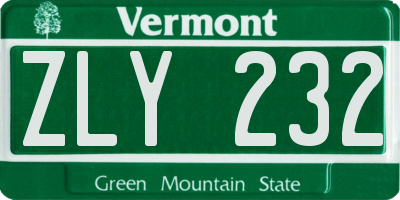 VT license plate ZLY232
