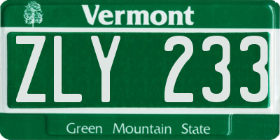 VT license plate ZLY233