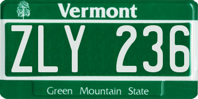 VT license plate ZLY236