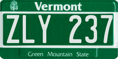 VT license plate ZLY237