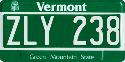 VT license plate ZLY238