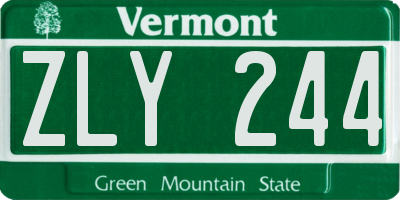 VT license plate ZLY244