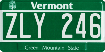 VT license plate ZLY246