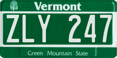 VT license plate ZLY247