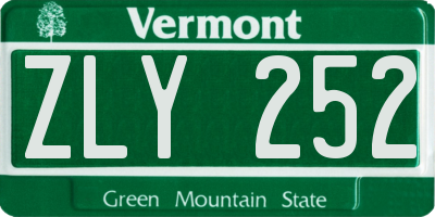 VT license plate ZLY252