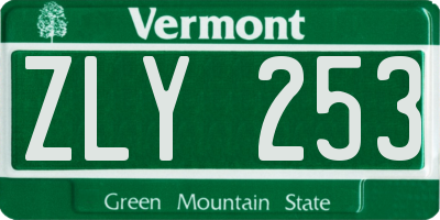 VT license plate ZLY253