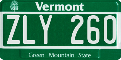 VT license plate ZLY260
