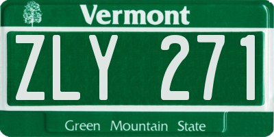 VT license plate ZLY271