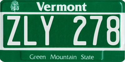 VT license plate ZLY278